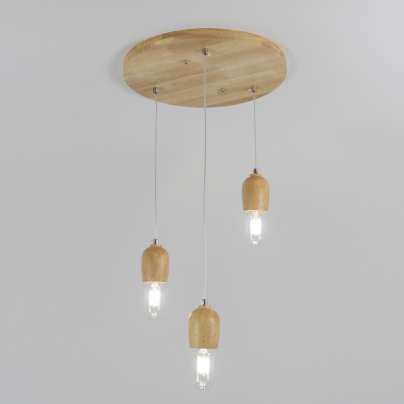 Светильник SPFD-MD.2108-3-P WOOD ` D350/H1200/3/E27/60W светлое дерево (без ламп)