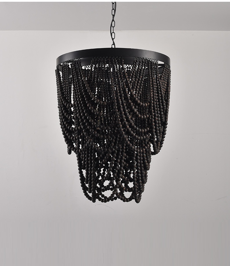 Светильник DZN-12430 ЧЕРНЫЙ + КОРИЧНЕВОЕ ДЕРЕВО ` D600/H650+1200/3/E27/40W BOHO 24-07