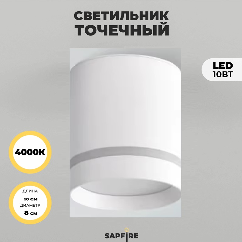 Светильник RG-TD1001W БЕЛЫЙ ` D80/H100/1/LED/10W/4000K RSP 24-12