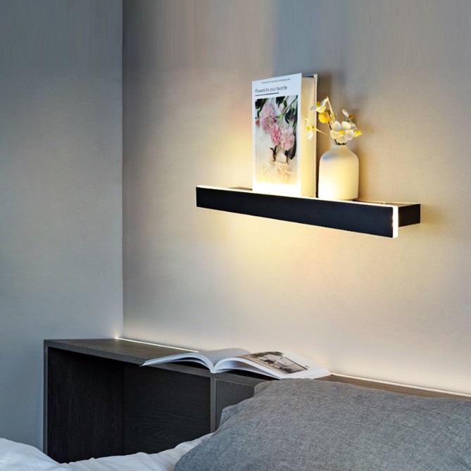 Светильник - декоративная полочка DZN-65159 ЧЕРНЫЙ ` D400/H45*90/1/LED/8W/4000K с выключателем