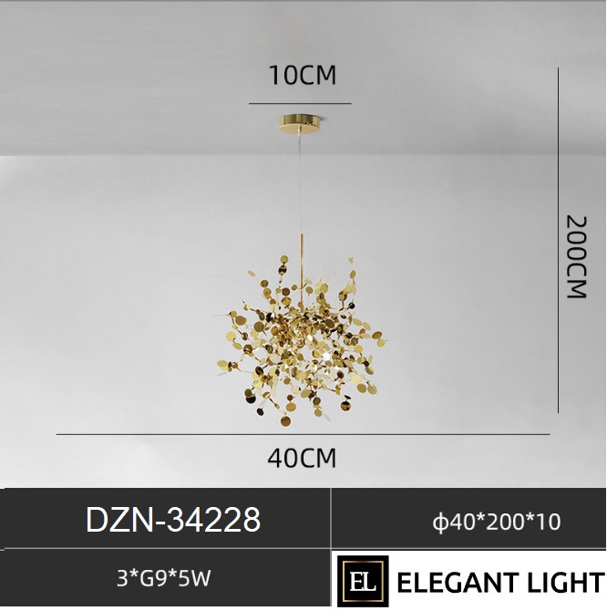 Светильник DZN-34228 ЗОЛОТО ` D400/H2000/1/LED/3/G9/5W ARGENT